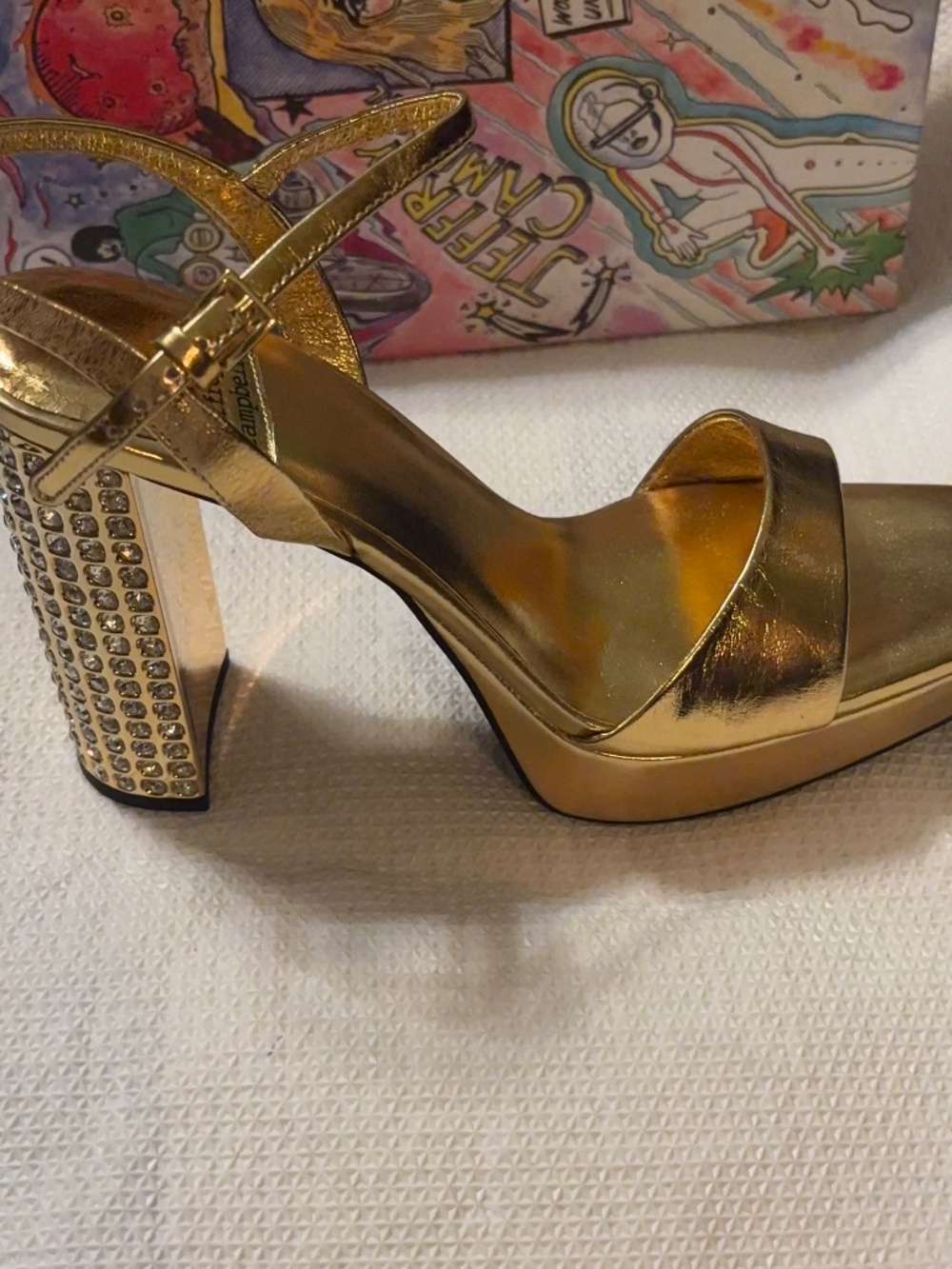 Jeffrey Campbell Dias Gold Gold Platform Sandals Sz 10 - Picture 7 of 7